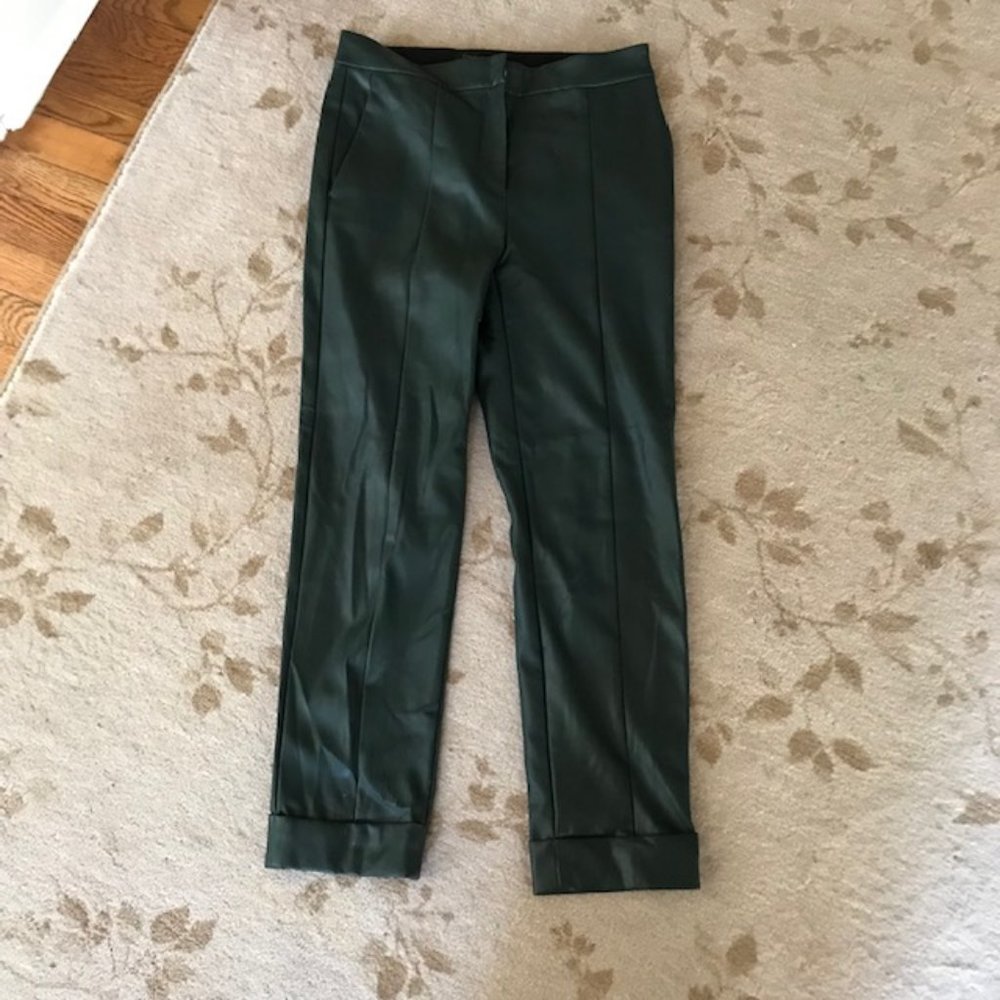 Ann Taylor bottle green pleather pants